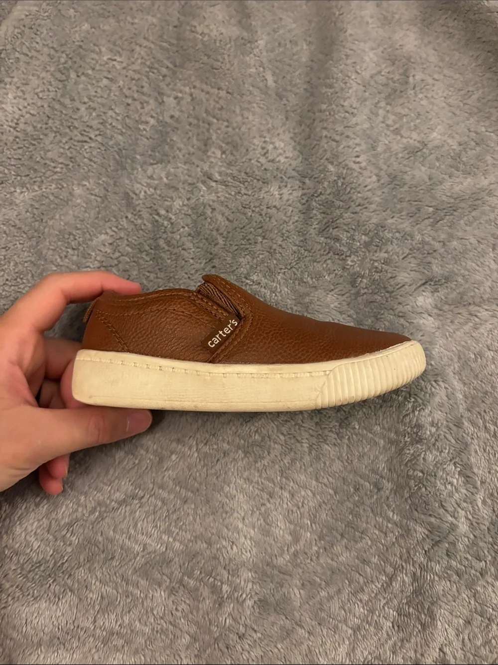 Carter's Brown Slip-On Toddler Shoes with White Trim